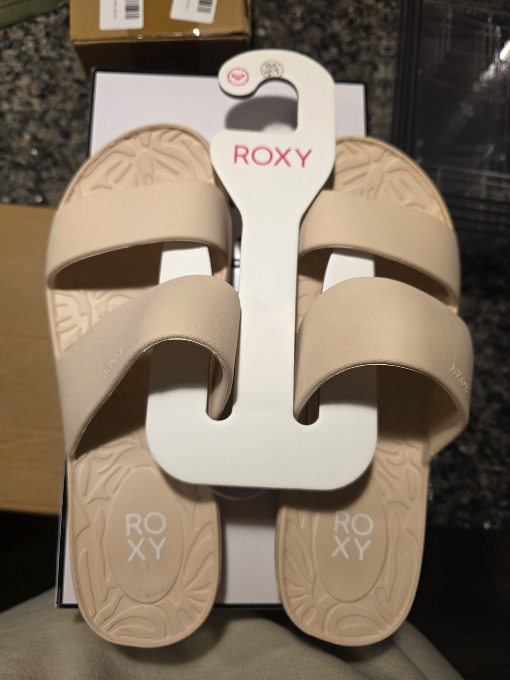 ROXY Beige Slide Sandals